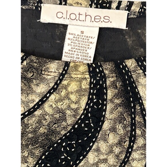 C.L.O.T.H.E.S. Black and Gold lightweight knit top  Size SMALL Metallic accent - Picture 3 of 10